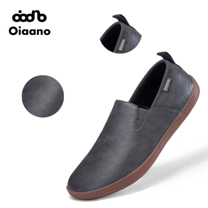 Oiaano  Wide Toe Men Minimalist Shoes  Comfortable Sneakers Leather Casual Shoes Black Slip On Leisure Loafers  Drive  Office