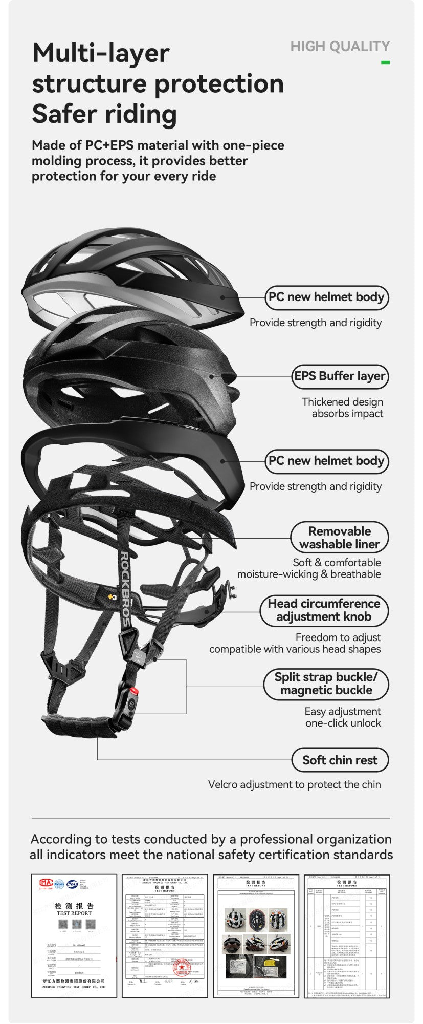 Capacete de Ciclismo ROCKBROS Leve Respirável Antibacteriano Integrado Ajustável com Fivela Magnética Capacete de Segurança