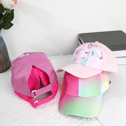 Fashion Kids Baseball Cap For Girls Boys Sun Hat Hollow Back Ponytail Caps Children Snapback Hip Hop Hats Adjustable Bones Caps