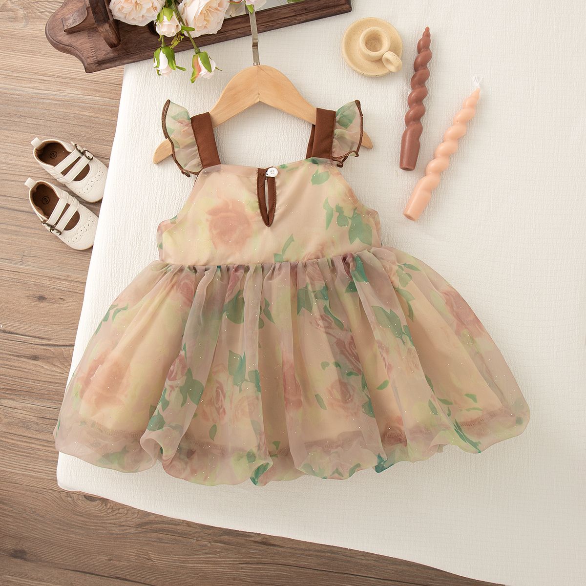 Summer Baby Girl Dress Bow Sequined Sleeves Princess Tulle Dress for Kids Girl Dance Party Gown Summer Clothes