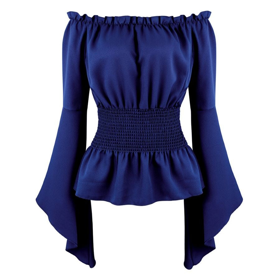 Renaissance Off Shoulder Long Sleeves Corset Blouse Women Medieval Victorian Costume Gothic Pirate Shirt Plus Size Boho Top