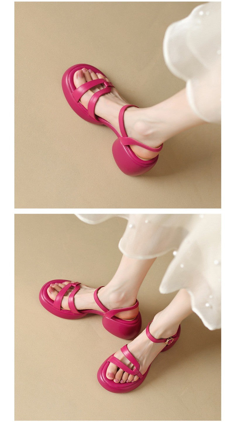 Designer New Women's Sandals 2025 New Fashion High Heels Summer Outdoor Beach Shoes Mary Jane Women Open Toed Thick Heel Sandals