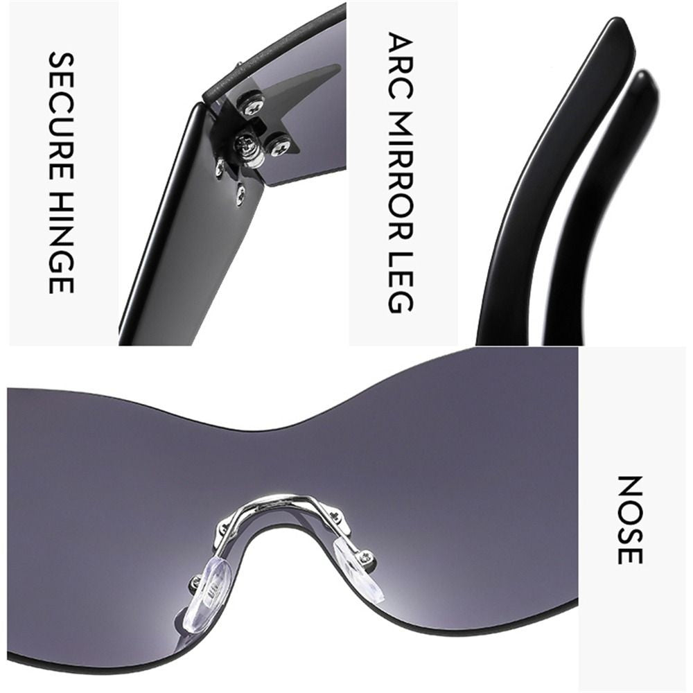 New Y2K Rimless Punk Sunglasses Goggle Women Men Luxury Brand Wrap Around Sun Glasses Five Star Eyewear Sports One Piece Shades