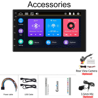 ESSGOO Universal 7 Inch Wire Apple Carplay Android Auto Double 2 DIN Car Stereo Radio Bluetooth  Touchscreen Mirror Link