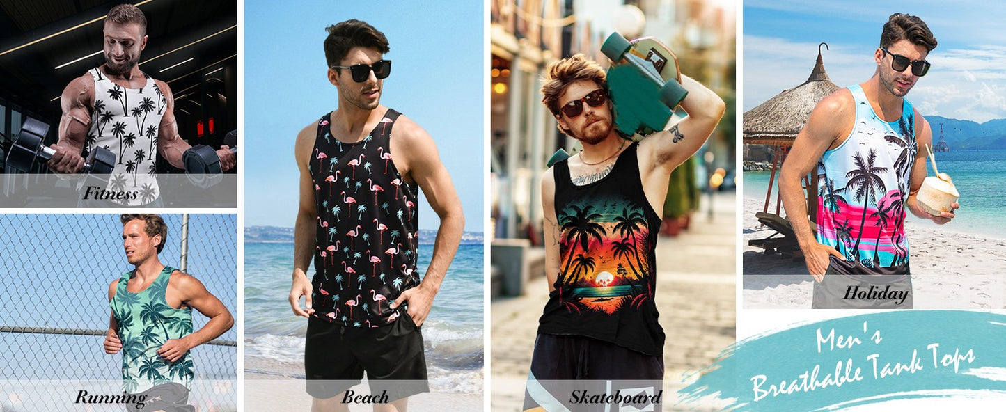 New Men's Outdoor Casual T-Shirt Gym Exercise Sleeveless Shirt Mens Summer Loose
