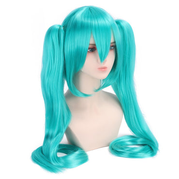 Hatsune Miku cosplay wig all-purpose tiger mouth clip 120CM double ponytail wig lake blue blue-green