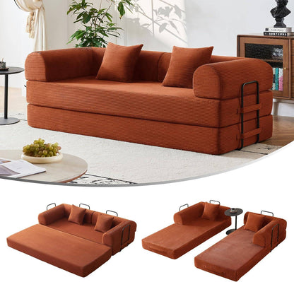 79" Convertible Sofa Bed, Corduroy Convertible Sleeper Sofa Bed, Boneless Couch with Fixed-Shape Frame, Floor Sofa Modular Couch