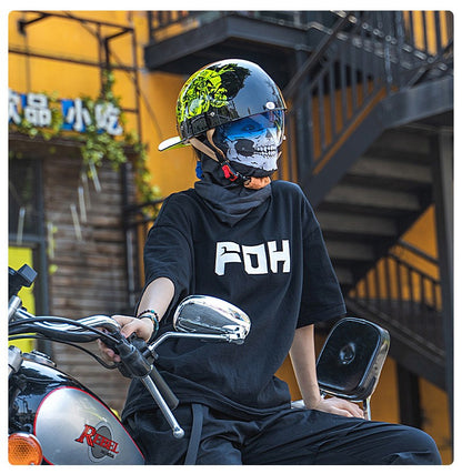 Boné de beisebol com personalidade retrô de gângster para homens e mulheres, capacete de motocicleta, capacete de beisebol, capacete de carro elétrico, meio capacete