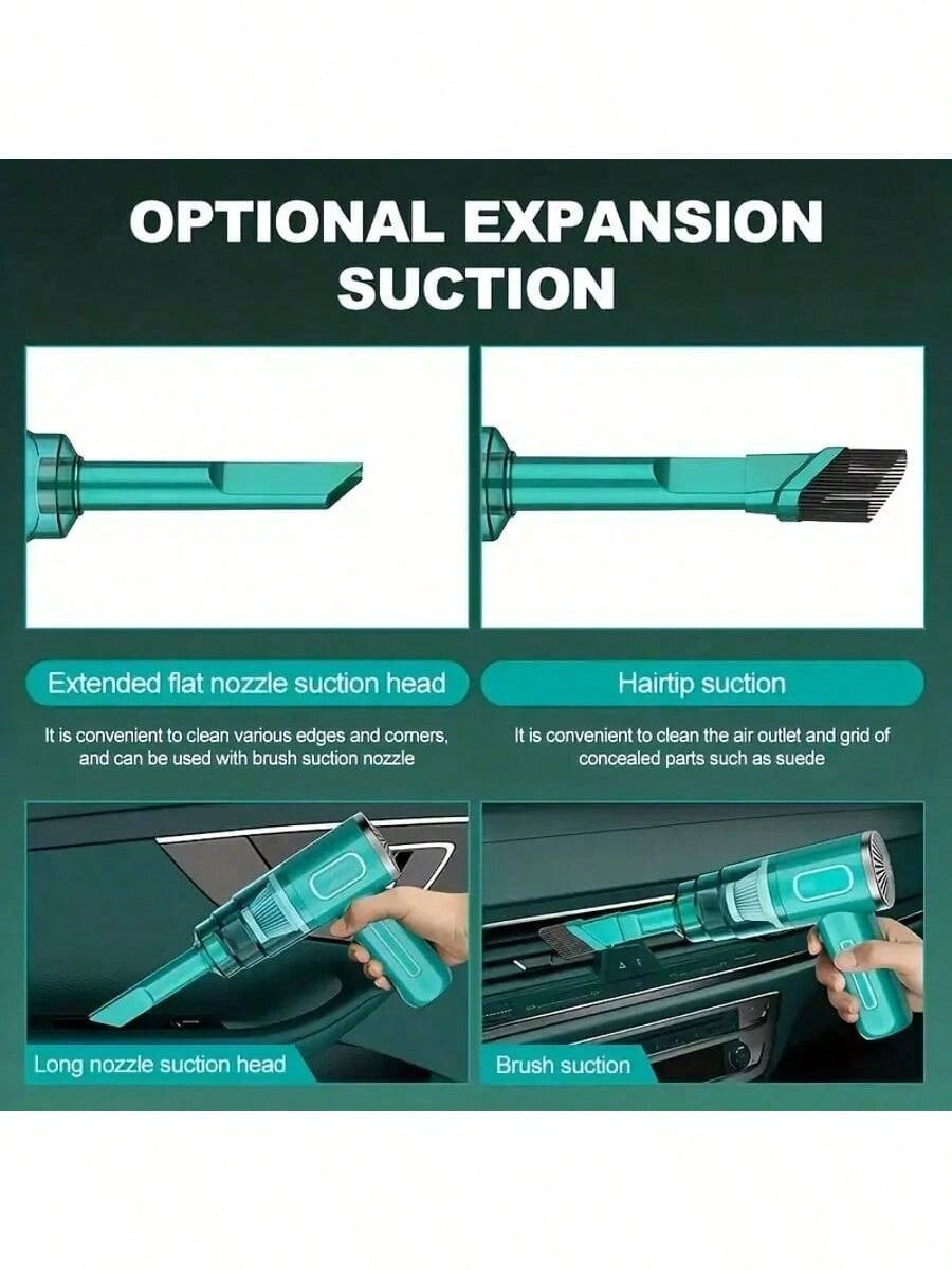 Portable Car Vacuum Cleaner, 3500Pa Suction Power, Handheld Design, USB Rechargeable, Suitable for Cleaning Cars and Homes