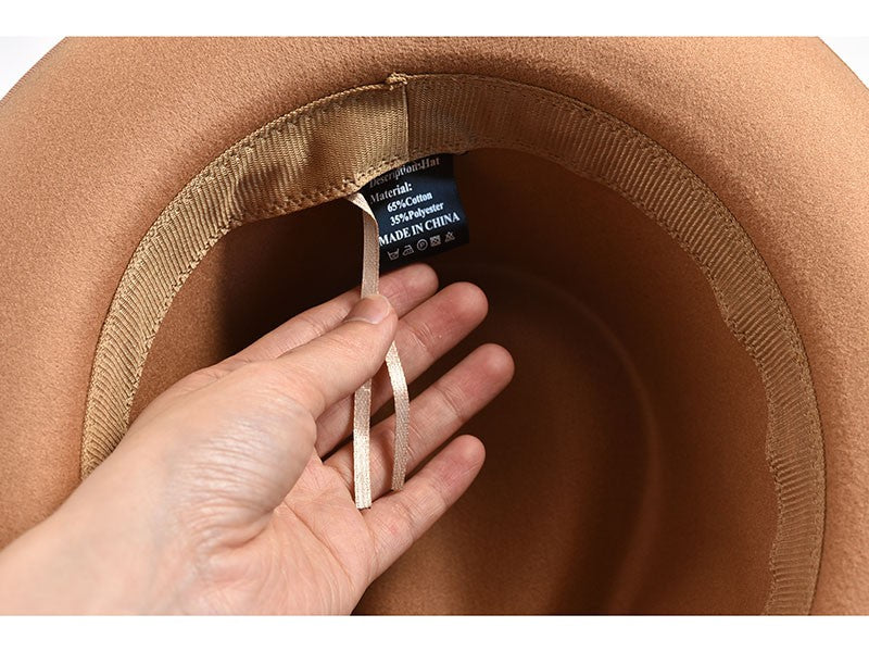 Handmade Feathers Felt Fedora Hat Vintage Men Panama Trilby Hats Curved Brim Gentleman Party Dress Cap