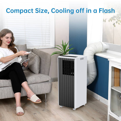 Ar Condicionado Portátil 8000 BTU, Unidade de Resfriamento AC 3 em 1, 2 Velocidades, Timer 24H, Baixo ruído, Instalação rápida para Quarto e Escritório