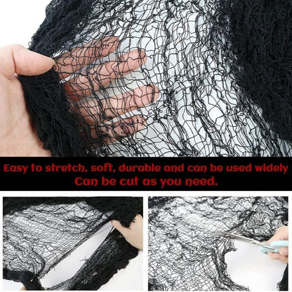 Halloween Gauze Fabric Black Chunky Gauz Fabric Haunted House Diy Decorative Gauze Horror Party Scene Props Halloween Decoration