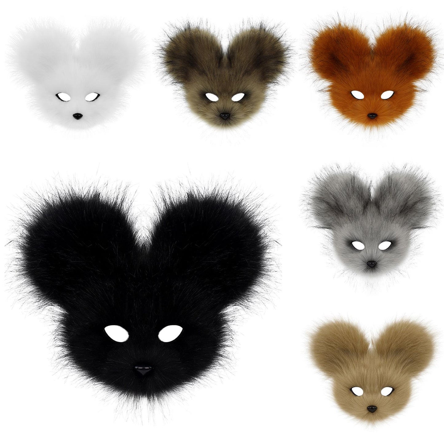 Faux Fur Animal Mouse Mask Plush Half Face for Masquerade Carnival Party Costume Accessories