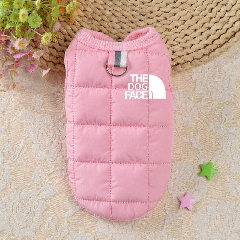 Roupa de cachorro da moda de designer casaco quente de inverno para animais de estimação, logo estéreo para cães pequenos e médios, para fantasia de Chihuahua e Bulldog Francês