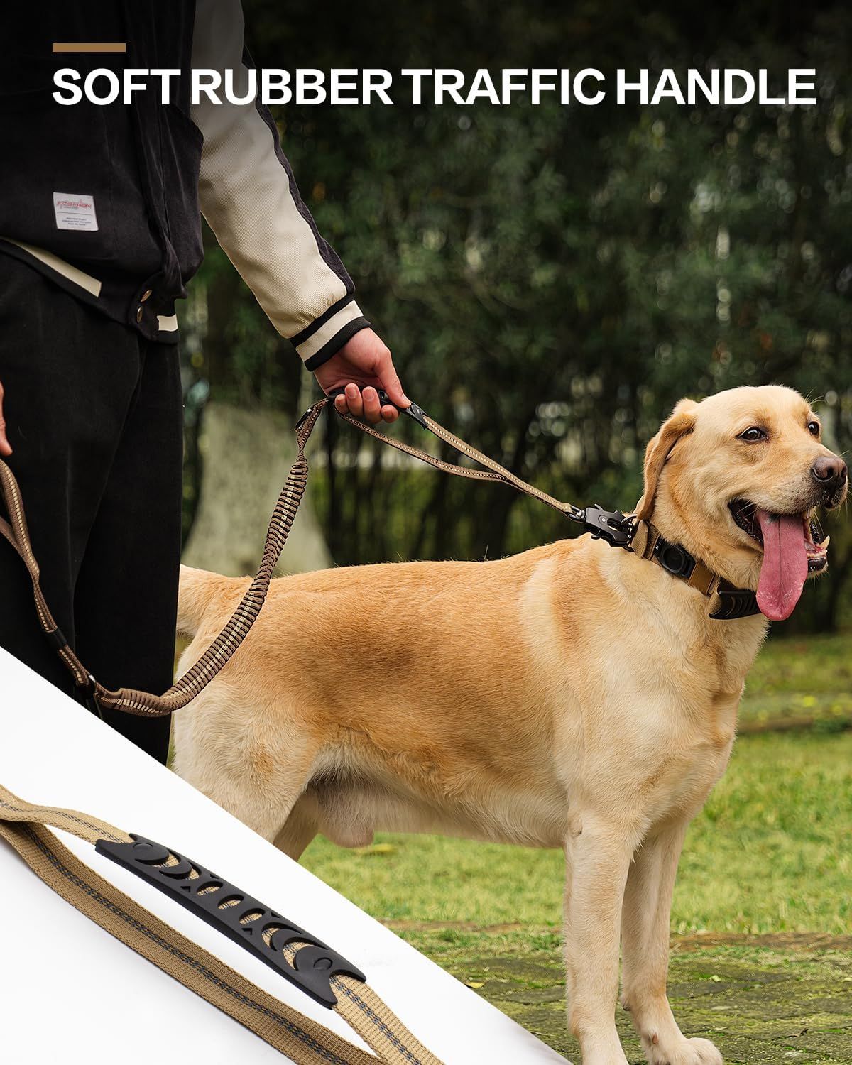 Coleiras para Cães Refletivas com Amortecedor e Cinto de Segurança para Carro para Cães Grandes Coleira de Cachorro Tática Resistente sem Puxar com Elástico