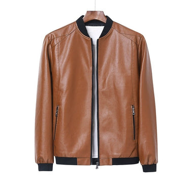 Big size leather jacket men's autumn stand collar men's leather jacket fat guy leather jacket youth motorcycle leather jacket