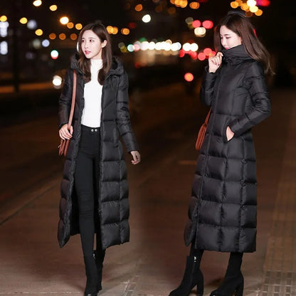 Women Autumn Winter Cotton Coat Korean Loose Long Cotton Padded Jacket Warm Thicken Hooded Parkas Coat 2025 New Women Outwear