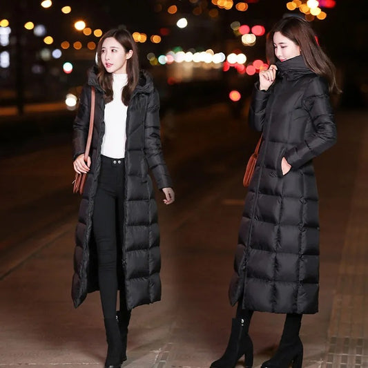 Women Autumn Winter Cotton Coat Korean Loose Long Cotton Padded Jacket Warm Thicken Hooded Parkas Coat 2025 New Women Outwear