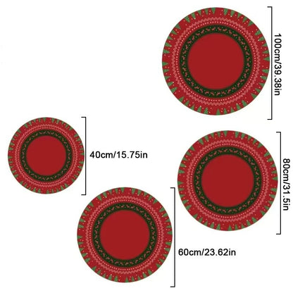 Christmas Tree Skirt Living Room Decor Round Rug Red Christmas Tree Foot Cover Carpet Festive Home Decor Sofa Table Floor Mat