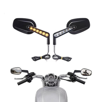 Espelhos retrovisores musculosos de motocicleta 8MM com piscas de LED para Harley VRSCF V-Rod 2009-2017 2016 2015 2014 1 Par Preto/Prata