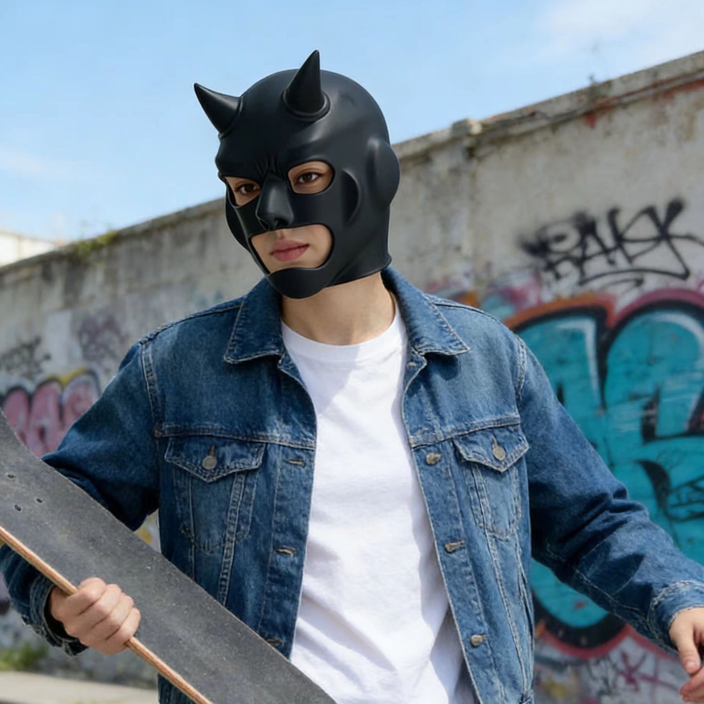 Sexy Women's Full Face Mask, Cat Ear Latex Mask, Halloween Cosplay Prop & Masquerade Costume Headpiece