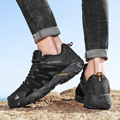 HIKEUP Tênis Masculino de Caminhada em Couro Camurça, Calçados Outdoor Resistentes ao Desgaste Masculinos para Trekking, Caminhada, Caça e Tênis Táticos