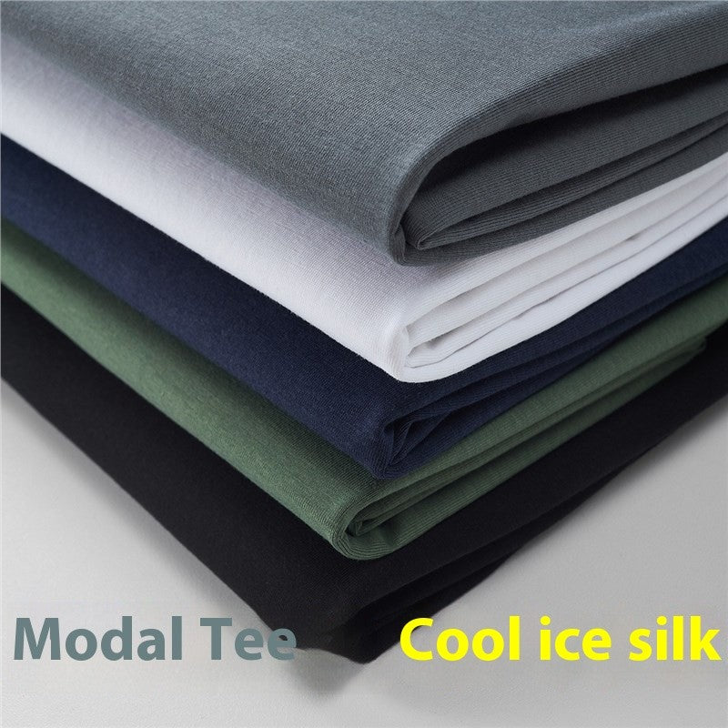Men's Summer New Ice Silk Short-Sleeved T-Shirt Ice Cool Silk Smooth Men's Thin Top Loose Half-Sleeved Men's Body Shirt Pajamas