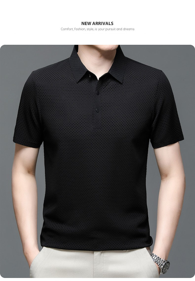?High-quality?M-4XL Summer New Men's Short Sleeve T-shirt Cool and Breathable POLO Shirt Business Casual Sweat-absorbing Top