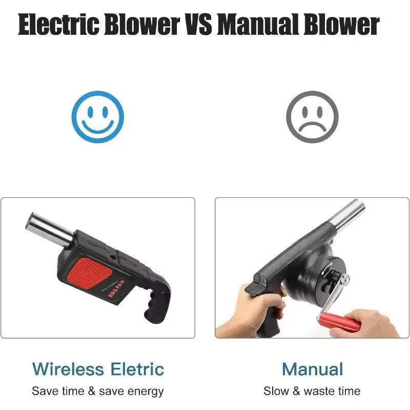 Handheld outdoor barbecue electric blower(no battery),portable carbon point assistant,camping and family gathering cooking tool