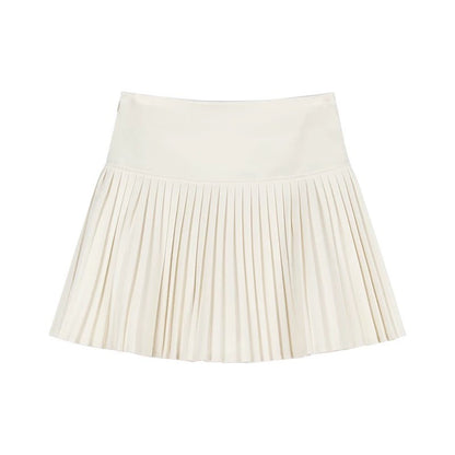 Wool Skirt Women High Waist Pleated Mini Skirt with Bulit-in Shorts Tennis Skirt Teen-girl Fall Winter Vintage Academia Outfit