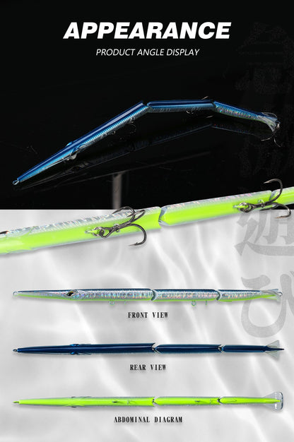 Isca Artificial Hunthouse Articulada Lápis 3 Seções 255mm/30.6g Agulha Sinking Swimbait para Anchova Robalo Material de Pesca