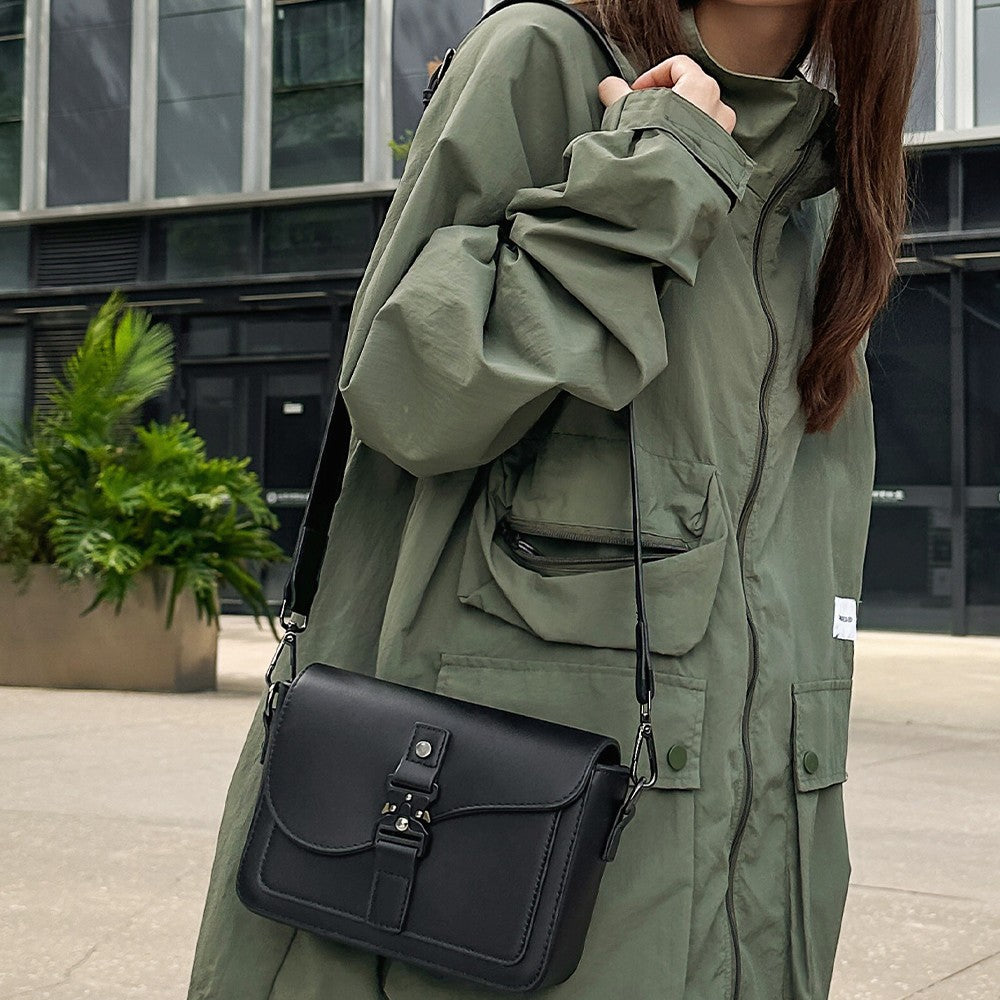 Single Shoulder Bag, Men's Genuine Cowhide Leather, Niche Design, Casual Crossbody Bag, Trendy Texture, Small Square Bag