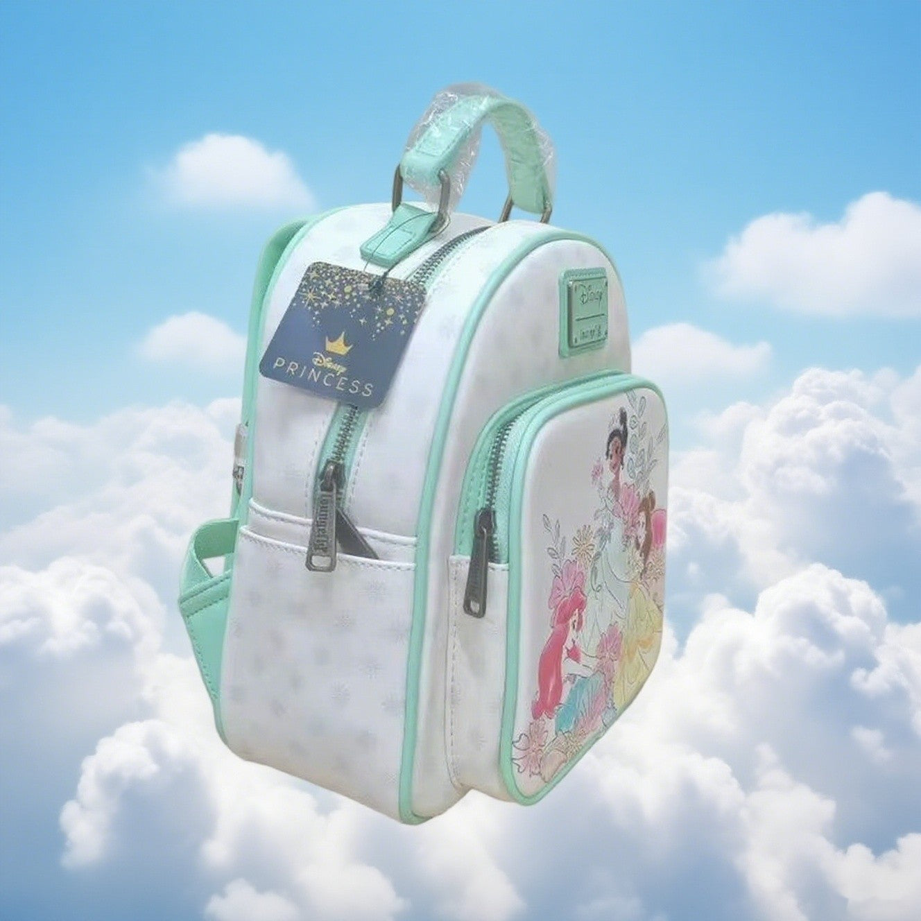 Mochila Escolar Loungefly Princesas Disney Bela Ariel Tiana Desenho Animado Anime Grande Capacidade Leve Mochila de Temporada de Volta às Aulas Presente