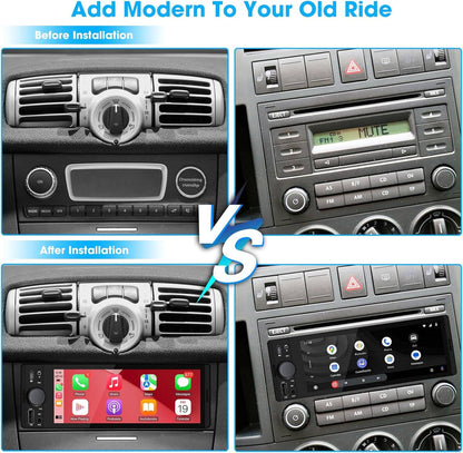 LEHX 1din 6.9 IPS Touch Screen Carplay Android Auto Mirror Link Car Radio Multimedia 1 din Car Stereo MP3 MP5 Player FM Headunit
