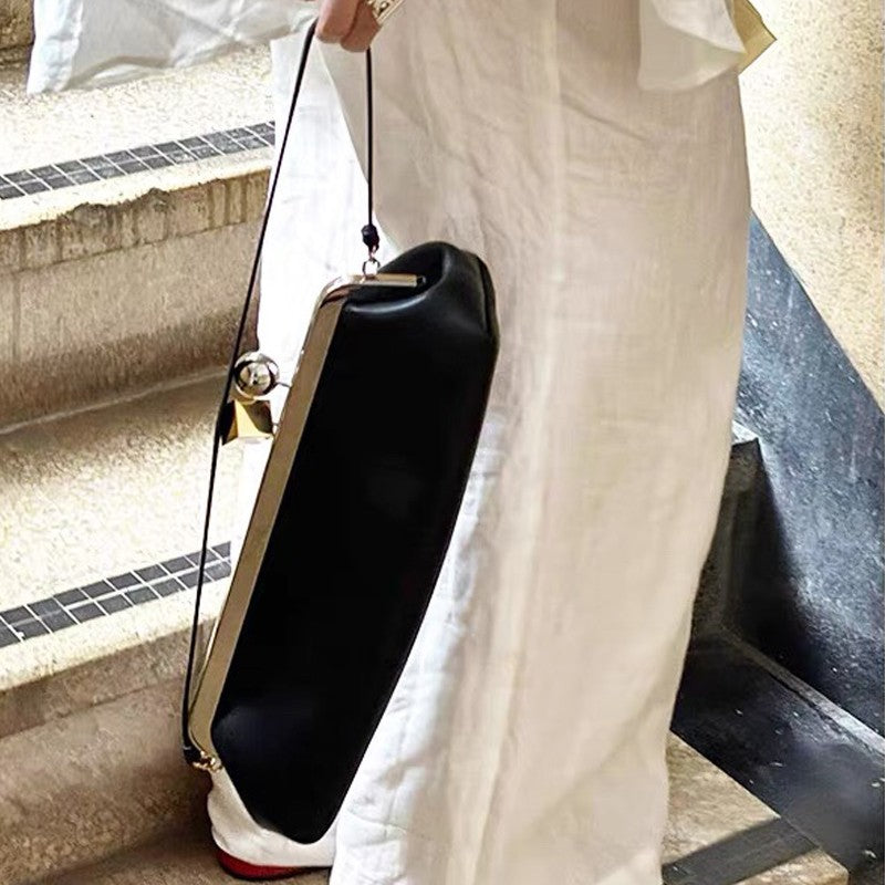 Fashion Long Clutch Bag for Women Luxury Designer Kiss Clip Handbags Luxury Pu Leather Underarm Shoulder Bags Trend Party Purses