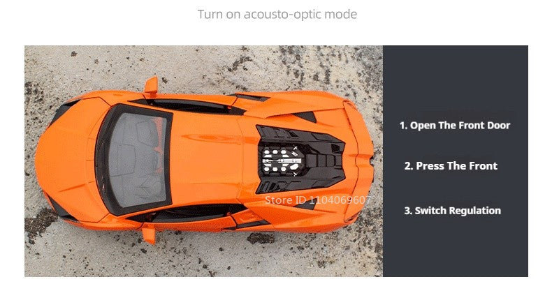 Miniatura 1:24 Lamborghini Revuelto Modelo Liga Carro Esportivo Diecast Brinquedo Portas Abertas com Recuo e Spray Veículos de Presente para Crianças