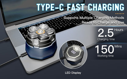 Electric Head Shavers for Bald Men 6D Magnetic Razor Hair Trimmer Rechargeable LED Display Waterproof Beard Shavers Hair Cutting