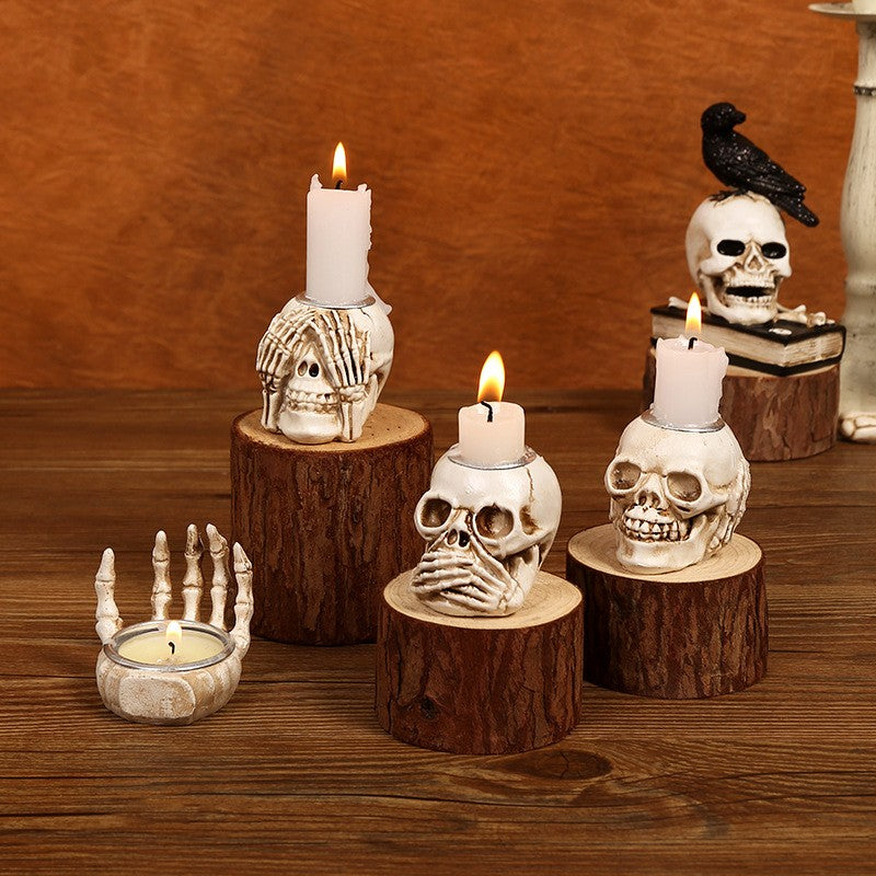 Halloween Skull Candlestick Script Kill Movie Props Skull Candlestick Ghost Festival Horror Decoration Chamber of Secrets Escape