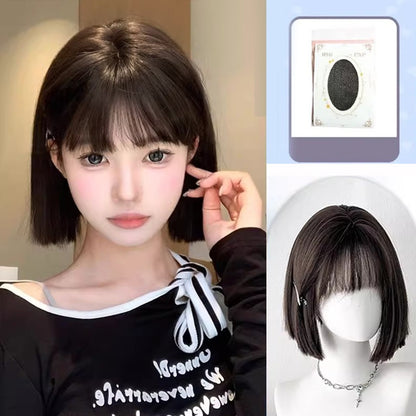 Peruca Sintética Lolita Curta Cacheada 12 Polegadas Doce E Adorável Dourado-Branco Natural Fofa Cabelo Ondulado Cosplay Peruca De Cabeça Cheia Para