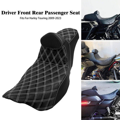 Assento de motocicleta para motorista e passageiro com encosto para Harley Touring Street Glide Road King FLHTK 09-2023
