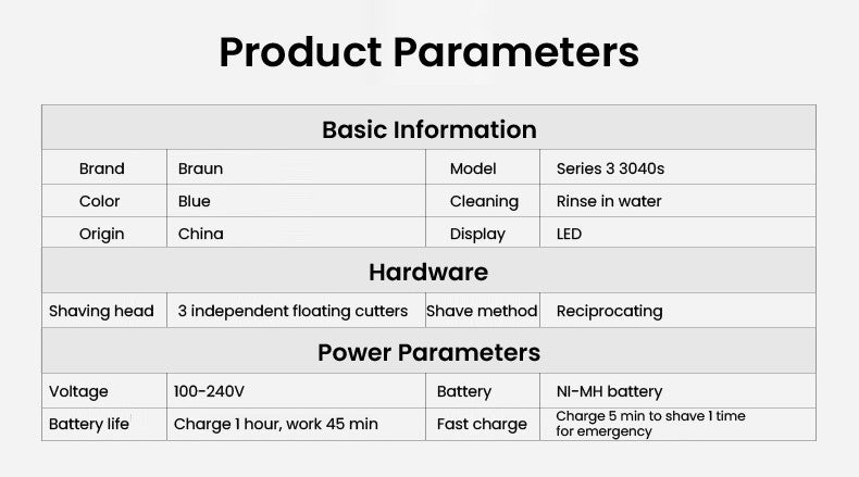 Braun Electric Shaver 3 Series ProSkin 3040S 3010S Reciprocating Shaver For Men Shaving Machine With Trimmer 100-240v