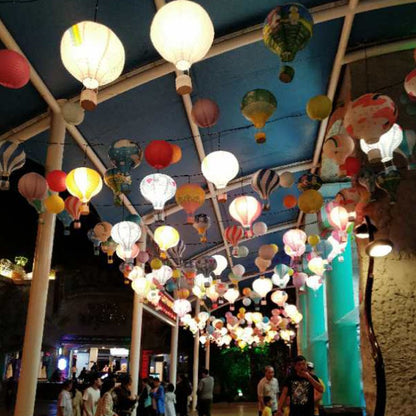 1pc Ceremony Holiday Party Folding Paper Lantern Hot Air Balloon Shape 30/40cm Pink Blue For Kids Baptism Birthday Wedding Decor