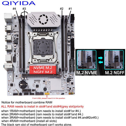 QIYIDA X99 Conjunto de Placa-Mãe Kit LGA 2011-3 Processador CPU Xeon E5 2670 V3 16G REG ECC DDR4 RAM Memória NVME M.2 SATA3.0 USB3.0