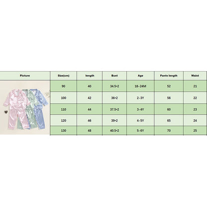 Kid Girls Boys Fall Pajamas Set Stripe Print Long Sleeve Shirts Tops Long Pants Satin 2 Pieces Lounge Suit Sleepwear