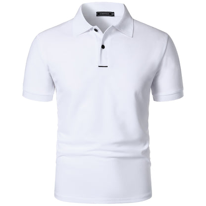 Men's solid color short-sleeved button-down lapel T-shirt casual top