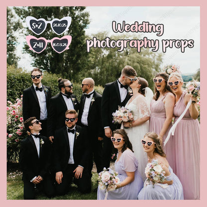 12-120Pcs Custom Wedding Sunglasses Personalised Heart Shaped Sunglasses Wedding Party Favors for Guest Date Initials Custom