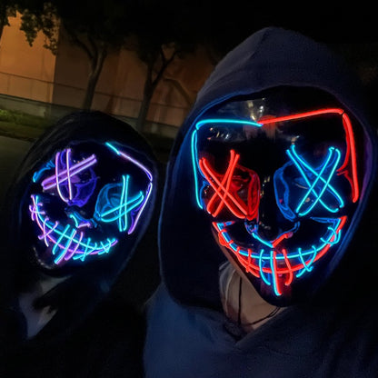 Scary Wireless Glowing LED Mask Halloween Party Supplies Neon Purge Mask Cosplay Luminous Face Masks Carnival Festival Props