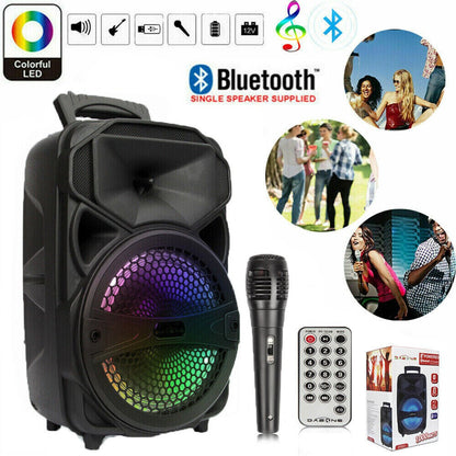 Alto-falante Bluetooth Sem Fio Portátil 1000W Grande LED Estéreo Tailgate FM Festa Karaokê Subwoofer com Microfone e Controle Remoto