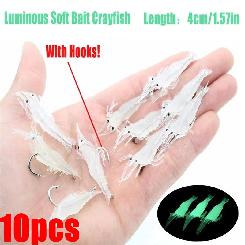 10/20/30 PEÇAS Isca Macia de Camarão para Pesca com Anzol, Iscas Artificiais Crankbaits para Pesca, Iscas Artificiais Wobblers para Pesca de Arrasto