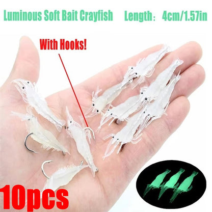10/20/30 PEÇAS Isca Macia de Camarão para Pesca com Anzol, Iscas Artificiais Crankbaits para Pesca, Iscas Artificiais Wobblers para Pesca de Arrasto